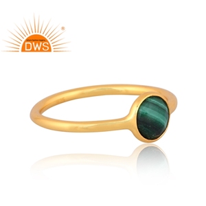 Anillo apilable de piedras preciosas de malaquita natural chapado en oro de 18 quilates de plata esterlina más vendido, fabricante de joyería fina Demi - Product Image 3