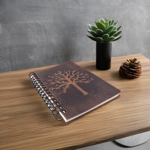 Cuaderno en espiral hecho a mano de cuero en relieve de árbol de la vida, diseñador personalizable, planificador profesional de viaje personalizado, diario - Product Image 6