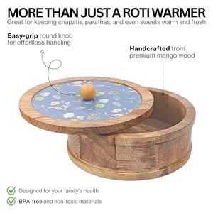 Caja de Almacenamiento para Chapati y Roti de Madera Natural con Tapa Abatible, Diseño Moderno Hecho a Mano para Cocina Diaria, Conserva la Frescura - Product Image 6