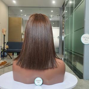 Cabello humano vietnamita Virgim crudo de primera calidad de color marrón claro de 14 pulgadas sin pegamento para mujeres negras - Product Image 3