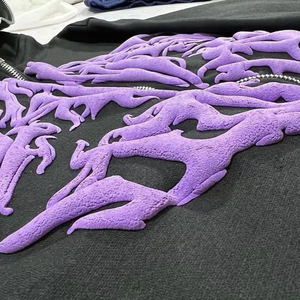 Haut de gamme personnalisé bouffée surdimensionné Vintage lavage à l'acide polaire sweat à capuche zippé sans cordon de serrage Double fermeture éclair soleil délavé sweat à capuche thermique zippé - Product Image 4