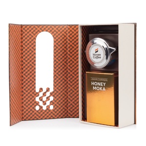 Honey Moka กล่องของขวัญกาแฟชั้นเยี่ยมพร้อมตัวกรอง Phin แบบเวียดนามทำจากสเตนเลสสตีล150กรัมต่อกล่อง