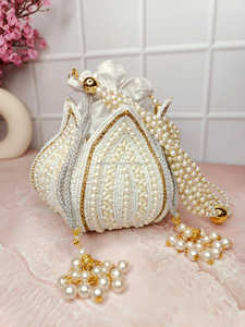 Handmade Embroidery Ethnic Wedding Gift Party <b>Bags</b> Wrist Handbag Coin Potli <b>Bags</b> Indian <b>Women</b> Party <b>Festival</b> by LUXURY CRAFTS - Product Image 2