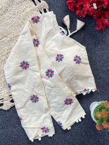 Blusa elegante de algodón Khadi puro de Boutique india, blusa lista para usar, blusa de fiesta de diseñador, ropa exclusiva étnica de Color blanco - Product Image 2