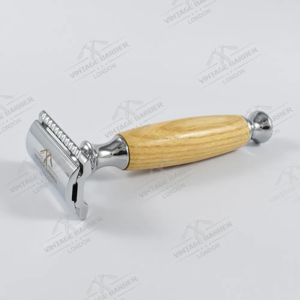 Amazon Hot Items Double Edge Safety Mens Manual Shaver Natural Ash Wood Handle Razors best Quality
