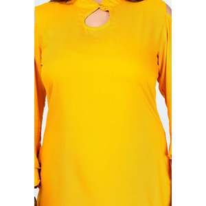 Top chic en mousseline de soie jaune pour femmes coréennes avec manches à volants et col en V - pour le printemps/été - taille XL - Product Image 2