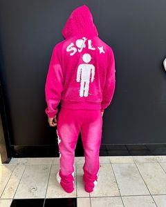 Bajo MOQ Adulto Distress Sweat Suit Manga larga con cierre de cintura elástica Hasta la rodilla Hecho en Pakistán - Product Image 6