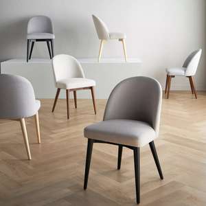 เก้าอี้รับประทานอาหารดีไซน์ทันสมัย โครงไม้สักแท้ พร้อมเบาะและพนักพิงหุ้มผ้า สำหรับใช้กับโต๊ะทั้งในร่มและกลางแจ้ง - Product Image 4