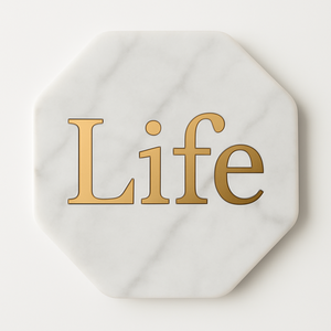 Último posavasos encantador You Me Forever en mármol blanco con letras doradas en forma de Octágono para decoración de parejas - Product Image 3