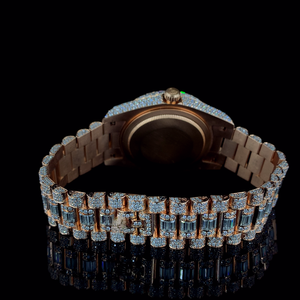 Reloj Deportivo Analógico de Cuero con Acabado Plateado y Amarillo de Dos Tonos, Mecánico, Automático, con Fecha, Calidad VVS, Acero Inoxidable - Product Image 4