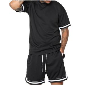 Conjunto de Dos Piezas para Hombre, Estilo Urbano, Estampado y Liso, Ropa Deportiva de Verano, Camiseta y Pantalones Cortos, 100% Algodón, Transpirable, 2026 - Product Image 1