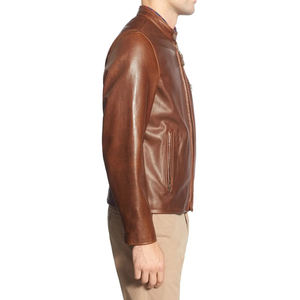 Veste en cuir de haute qualité avec logo personnalisé, vêtements de mode, veste en cuir coupe-vent pour hommes, matériau de qualité supérieure - Product Image 4