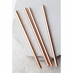 Pailles en métal réutilisables écologiques, pailles à boire en acier inoxydable de qualité alimentaire, cuivre, or rose, pour cocktails, accessoires de bar - Product Image 1