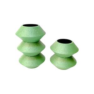 Ensemble de vases à fleurs en métal vert nordique, texture craquelée antique, vase décoratif pour intérieur de luxe, décoration professionnelle, vase en gros - Product Image 4