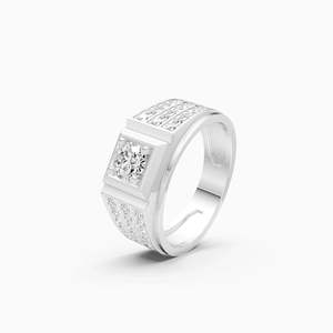 Elegante anillo de diamantes cultivados en laboratorio con tres filas de diamantes redondos de 1.16 quilates en oro amarillo, blanco y rosa de 9 quilates. - Product Image 1