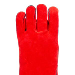 ถุงมือเชื่อมหนังแบบเต็มนิ้วสีแดงทนความร้อนสูง - Product Image 4