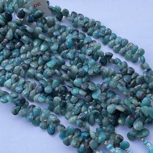 หิน Chrysocolla สีเขียวธรรมชาติ,ลูกปัด Briolette ขนาด6มม. 8มม. 10มม. ทำจากอัญมณีร้อยลูกปัดทำจากหินลูกแพร์ DIY ออนไลน์ - Product Image 2