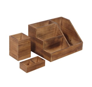 Ensemble organisateur de bureau en bois rustique de 3 pièces-Organisateur de courrier rustique pour bureau-Idéal pour la maison rustique ou industrielle - Product Image 1