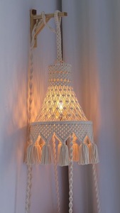 Fabriqué à la main Style bohème macramé coton lustre lampe Chrochet Design éclairage de plafond pour salon Hall décor à la maison - Product Image 4