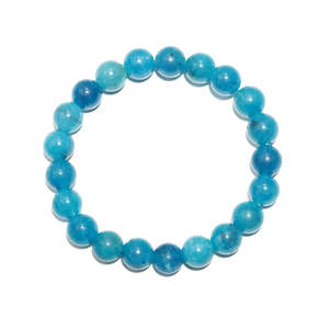 Blue Apatite Smooth Beaded <b>Bracelet</b> 8 mm Ball Pattern Number Religious Style Featuring Pearl Diamond Main 7 Inches Length Gift - Product Image 3