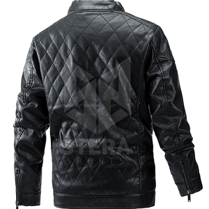 Veste en cuir de vachette à col montant pour homme, grande taille, design élégant, écologique, imperméable et respirante pour l'extérieur - Product Image 2