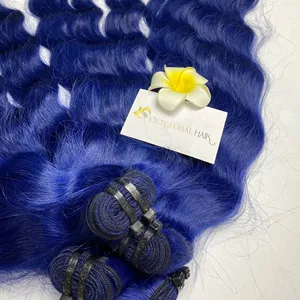 Fasci di capelli umani di colore blu onda naturale Super doppio disegnato 100% extension per capelli naturali grezzi vergini