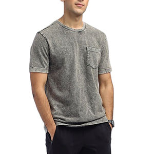 Camiseta Personalizada para Hombre, Cuello Redondo, con Bolsillo, Estilo Vintage, 100% Algodón, Lavado Ácido, Corte Holgado, Secado Rápido, Ecológica, Transpirable, Digital - Product Image 1