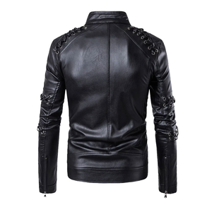 Veste en cuir pour homme en gros, cuir de vache véritable, style moto, doublure matelassée chaude, fermeture éclair, veste en cuir véritable - Product Image 2