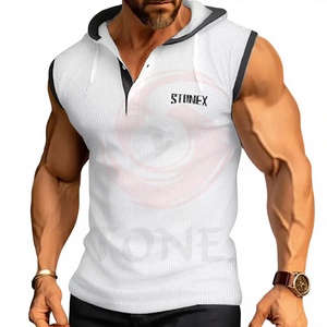 Men's Workout Hooded <b>Vest</b> Bodybuilding Sleeveless Gym Training Hoodie Custom logo & Design Print OEM - Product Image 1