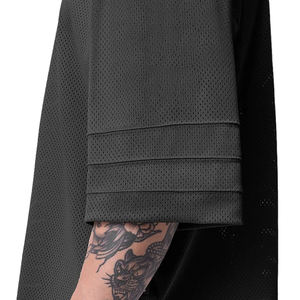 Maillot de football col en V hauts à manches courtes 100% polyester maille t-shirts surdimensionné léger coupe carrée col en V maillot en maille chemise - Product Image 3