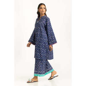 ชุดเซ็ตพิมพ์ลายสีน้ำเงินสำหรับผู้หญิง ชุดลำลอง 2 ชิ้น ไซส์ XS-XXS สำหรับฤดูใบไม้ผลิ/ฤดูร้อน - Product Image 5