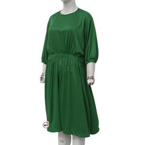 Vestido largo informal verde para mujer, hecho a medida, tela de poliéster bordada de alta calidad, vestidos hasta la rodilla para mujer OEM - Product Image 4