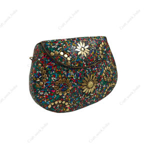 Bolso de Mano de Metal con Mosaico Floral Multicolor Hecho a Mano, Bolso de Diseñador de Lujo para Fiestas Nocturnas y Bodas para Mujer - Product Image 2