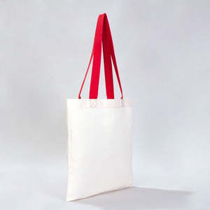 Cotton Tote Bag with Red Handles 16 14 (40 35 Cm) Solid Red <b>Color</b> - Product Image 3