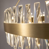 Lustre moderne en cristal, luminaire suspendu en fer et verre, blanc chaud pour salon