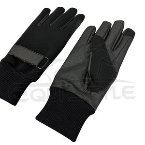 Guantes de Equitación Negros con Palma de Cuero, Pantalla Táctil, Ajustables, Resistentes al Viento para Invierno - Product Image 2