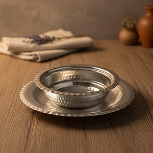 ชุดชามซุปทองแดงขนาดเล็กสไตล์วินเทจพร้อมจานรอง ชุดภาชนะโลหะสำหรับรับประทานอาหาร - Product Image 2