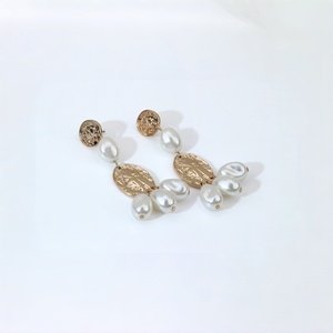 Vintage Gold Coin <b>Pearl</b> Drop <b>Earrings</b> for Women Elegant Baroque Faux <b>Pearl</b> <b>Dangle</b> <b>Earrings</b> - Product Image 3