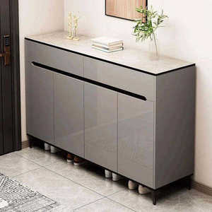 Ensemble de meubles d'entrée en bois gris moderne, armoire à chaussures fine avec tiroirs, console pour <span class=keywords><strong>petit</strong></span> couloir, meubles de rangement pour la maison - Product Image 6