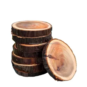 Cercles en bois naturel inachevés simplement conçus décor à la maison rustique pour mariage et noël tranches de bois et pièces-tapis et tampons - Product Image 6