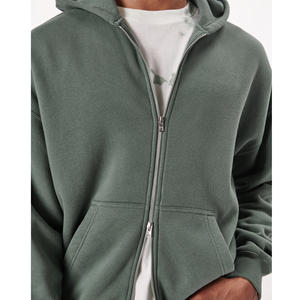 OEM Sweats à capuche en polaire lourde Fermeture à glissière complète Sweat à capuche personnalisé pour hommes 100% coton uni couleurs marque Design Sweat-shirt - Product Image 6