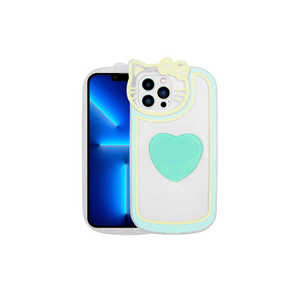 Coque de téléphone en silicone transparente créative turquoise motif chat avec support Pop Socket pour iPhone 12 Pro Max - Emballage de vente au détail - Product Image 1