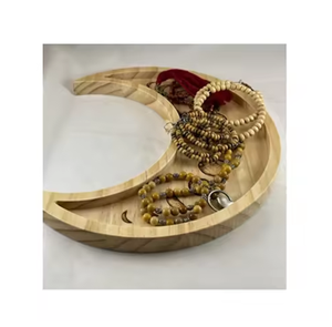 Bandeja Decorativa de Madera con Forma de Luna y Estrella para Mesa, Bandeja para Comida de Ramadán, Bandeja para Servir de Ramadán Kareem en Diferentes Colores Naturales - Product Image 3