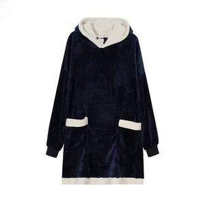 Plain Thick Sherpa Fleece Cozy Warm Oversized Streetwear <b>Long</b> Winter <b>Hoody</b> <b>Blanket</b> with Hoods Customizable - Product Image 4