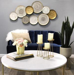 New Handmade Letterpress Printed Tabletop Decoration Iron Ring Candlestick Holder Gold Color Modern Style <b>Taper</b> <b>Candle</b> Home - Product Image 6