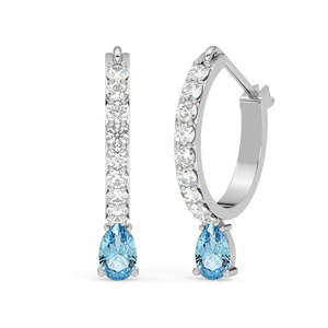 Pendientes de Aro CLARA Bali en Plata de Ley 925 con Cristal Azul Cielo, Elegantes y con Estilo - Product Image 1