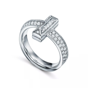Modern Platinum Diamond <b>Cross</b> <b>Ring</b> White Metal Full Pave Band Design - Product Image 2