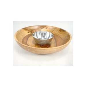 Couleur en bois de teck manuellement artisanat servir bol de puce et de trempette - Product Image 1
