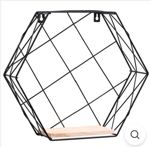 Grande étagère murale décorative à 2 niveaux en fer de qualité supérieure de luxe avec dessus en bois pour étagères murales modernes personnalisées - Product Image 6