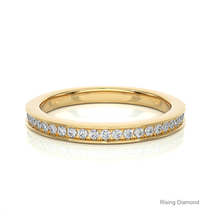 0,2 CTW corte redondo laboratorio cultivado diamante media eternidad conjunto CVD boda banda aniversario regalo anillo oro blanco IGI certificado minimalista - Product Image 5